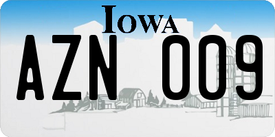 IA license plate AZN009