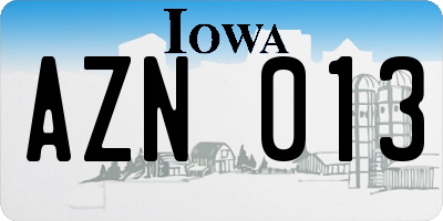 IA license plate AZN013