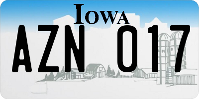 IA license plate AZN017