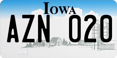 IA license plate AZN020