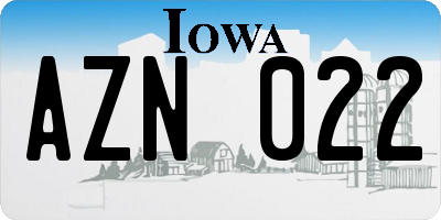 IA license plate AZN022