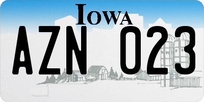 IA license plate AZN023