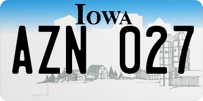 IA license plate AZN027