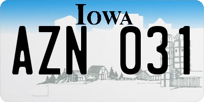 IA license plate AZN031