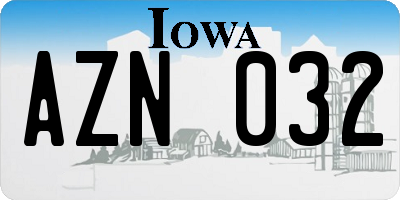 IA license plate AZN032