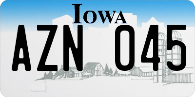 IA license plate AZN045