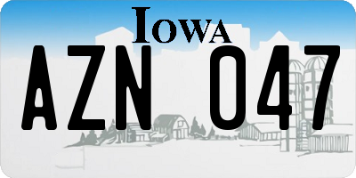 IA license plate AZN047