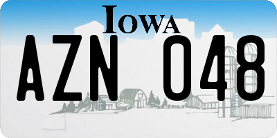 IA license plate AZN048