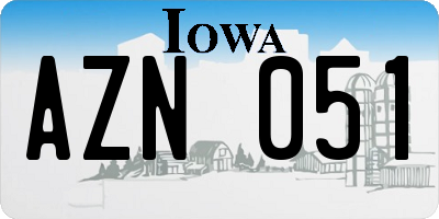 IA license plate AZN051
