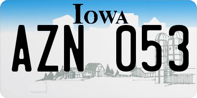 IA license plate AZN053