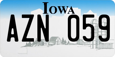 IA license plate AZN059