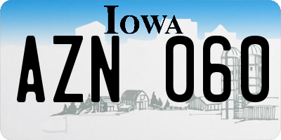 IA license plate AZN060