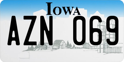 IA license plate AZN069