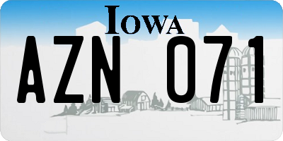 IA license plate AZN071