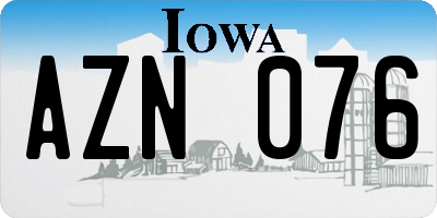 IA license plate AZN076