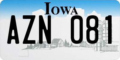 IA license plate AZN081
