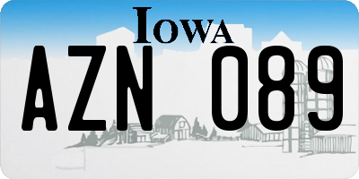 IA license plate AZN089