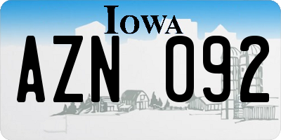 IA license plate AZN092