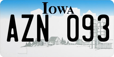 IA license plate AZN093