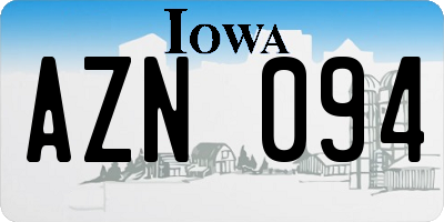 IA license plate AZN094