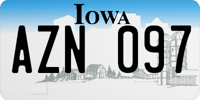 IA license plate AZN097