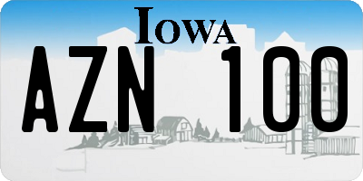 IA license plate AZN100