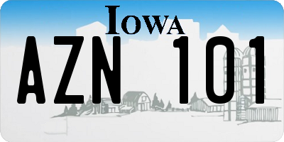 IA license plate AZN101