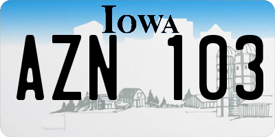IA license plate AZN103