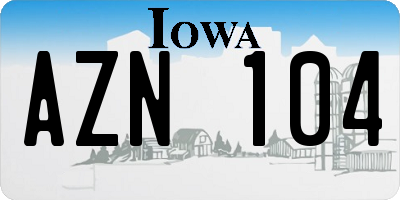 IA license plate AZN104