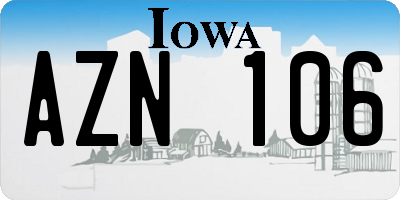 IA license plate AZN106