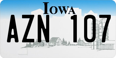 IA license plate AZN107