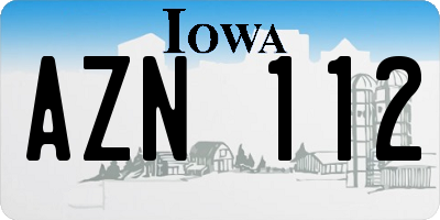 IA license plate AZN112