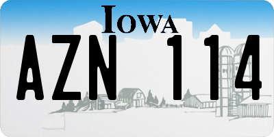 IA license plate AZN114