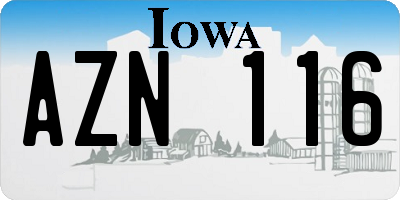 IA license plate AZN116