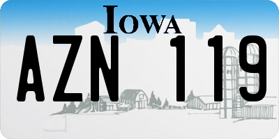 IA license plate AZN119
