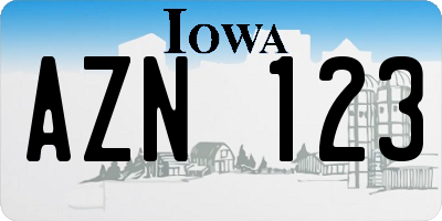 IA license plate AZN123