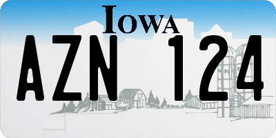 IA license plate AZN124