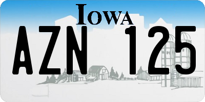 IA license plate AZN125