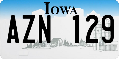 IA license plate AZN129