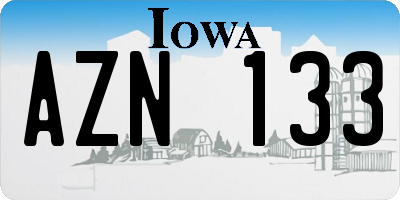 IA license plate AZN133