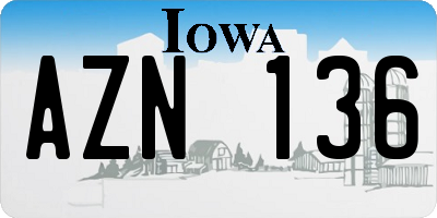 IA license plate AZN136