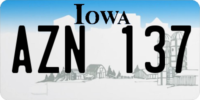 IA license plate AZN137