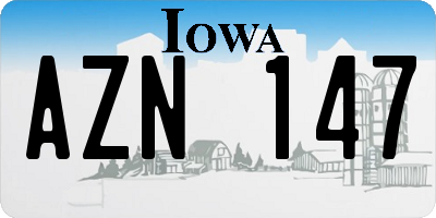 IA license plate AZN147