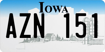IA license plate AZN151