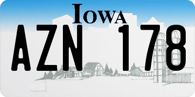 IA license plate AZN178