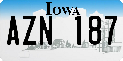 IA license plate AZN187