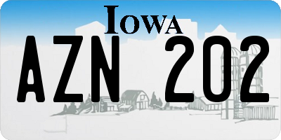 IA license plate AZN202