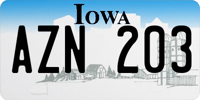 IA license plate AZN203