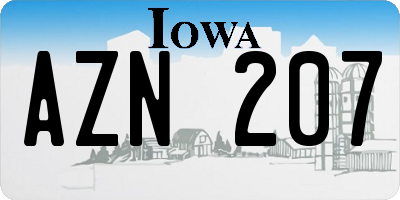 IA license plate AZN207