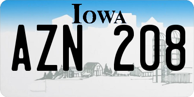 IA license plate AZN208